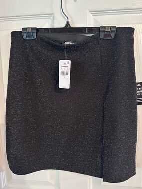 Express Black Metallic Sparkle Mini Skirt